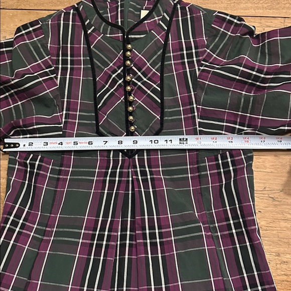 Tuckernuck Aubergine Tartan Indre Dress 3/4 Sleeve Mini Plaid xs - Picture 13 of 14